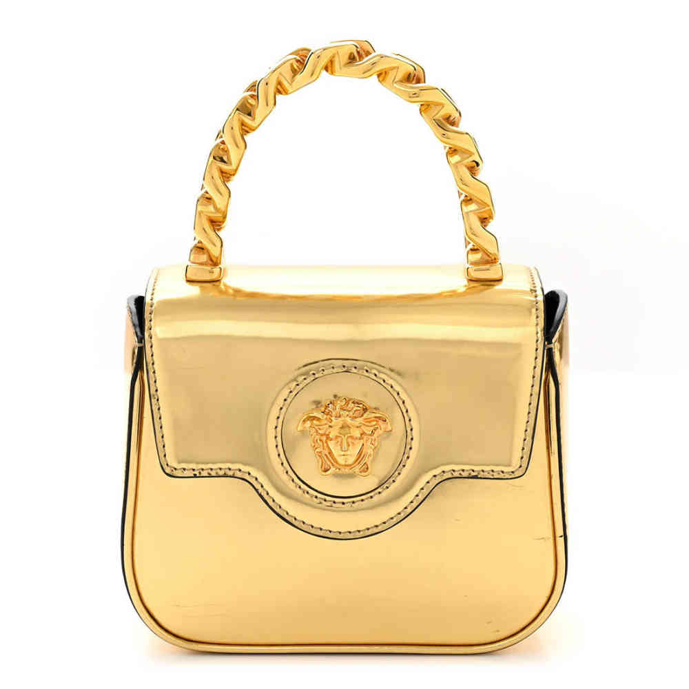 Golden Versace Small La Medusa Black Handbag