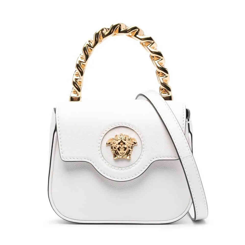 White Versace Small La Medusa Black Handbag