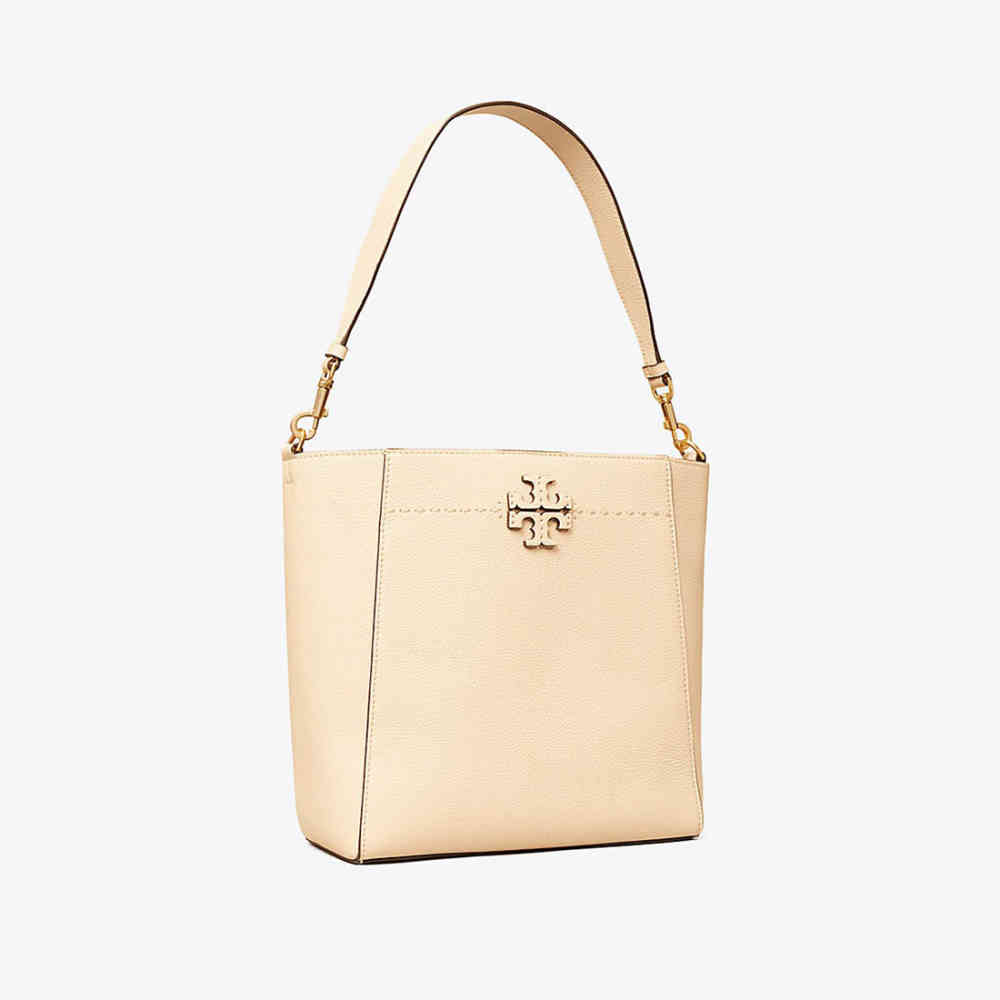 White Tory Burch Mcgraw Black Bucket Bag