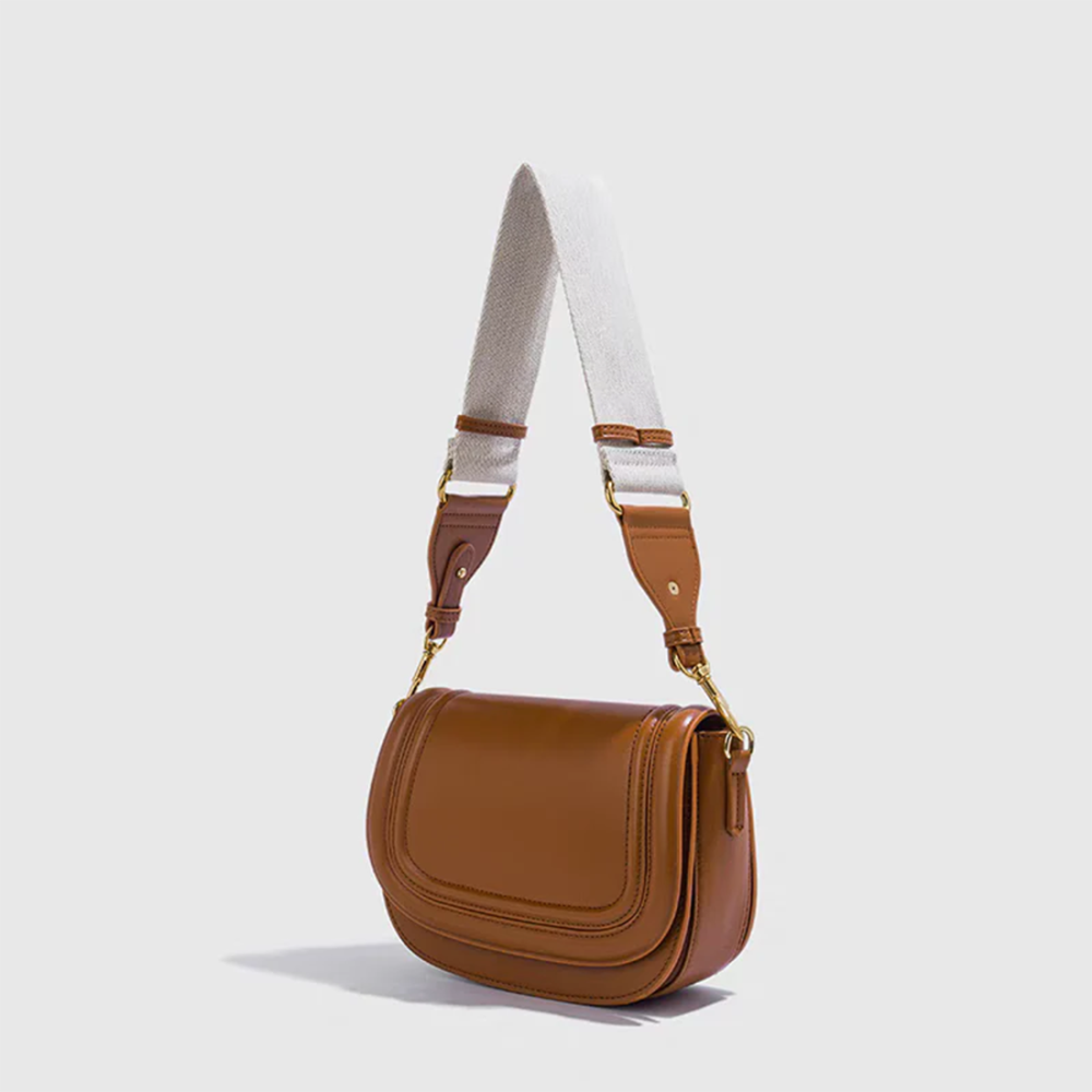 Zara Embroidered Brown Leather Small Shoulder Bag-2