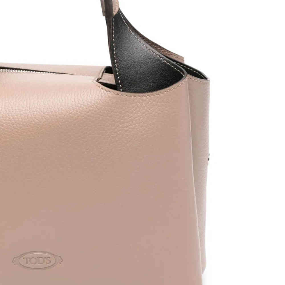 Tod's Boston Beige Leather Tote Bag-1
