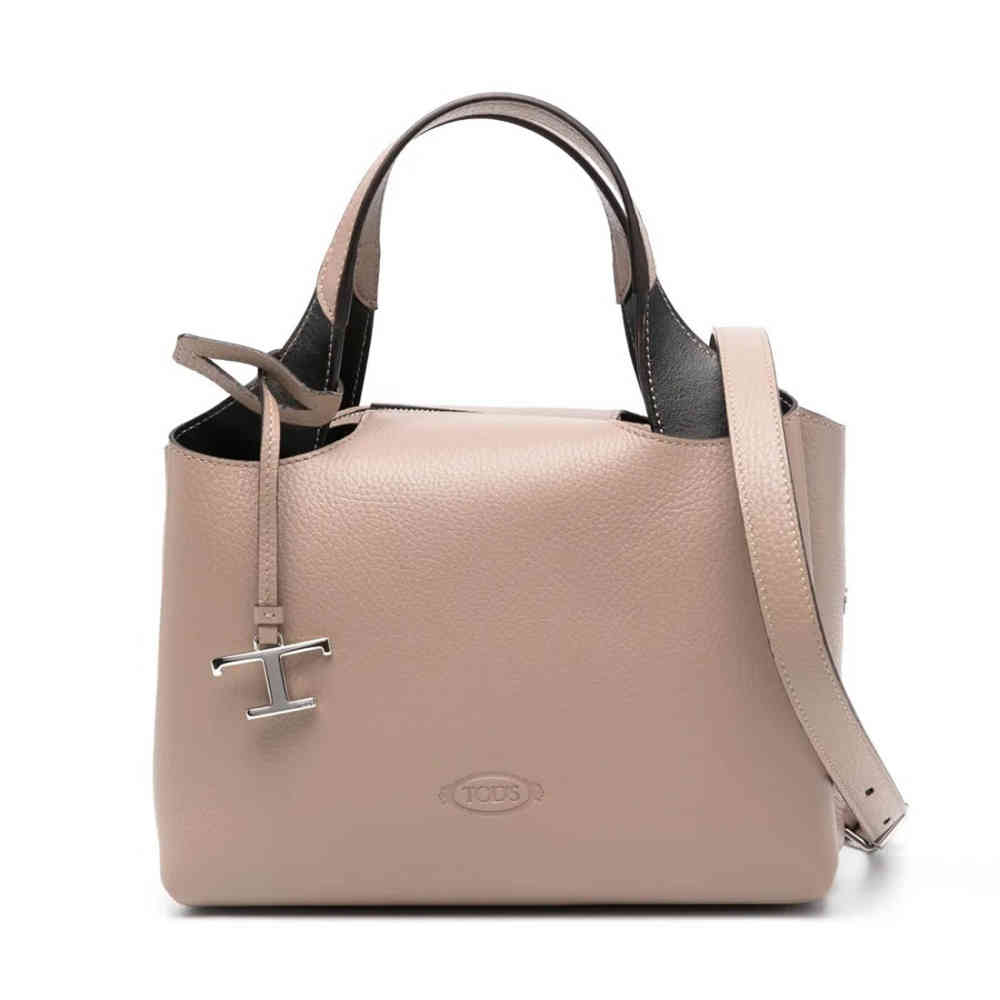 Beige TOD'S Boston Black Leather Tote Bag