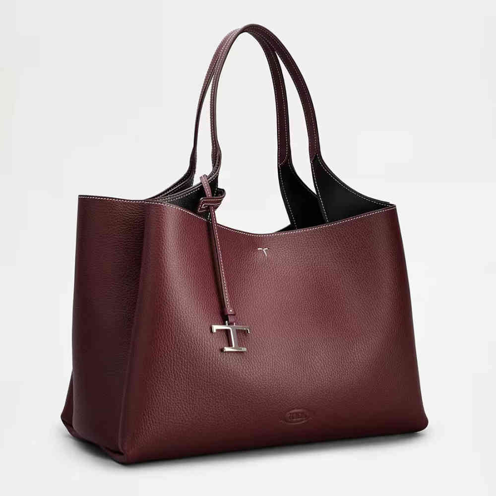 Tod's Boston Coffee Leather Tote Bag-1