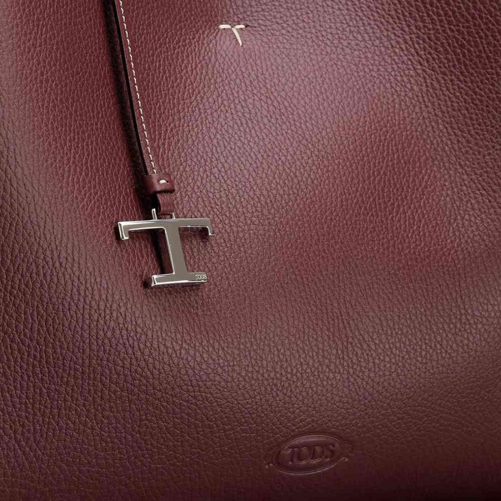 Tod's Boston Coffee Leather Tote Bag-3