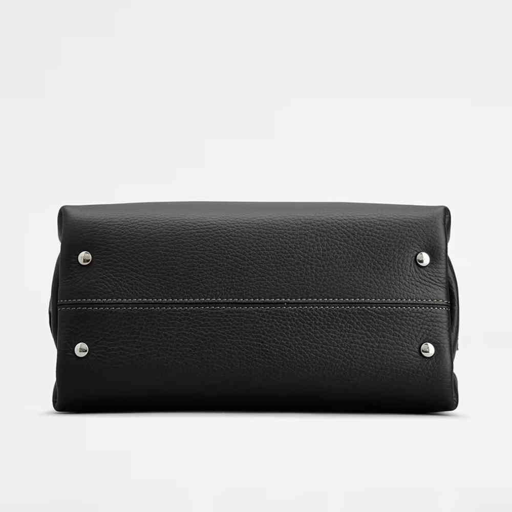 TOD'S Boston Black Leather Tote Bag-3
