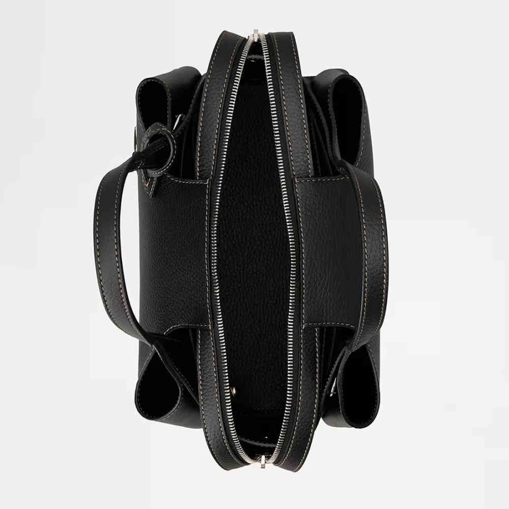 TOD'S Boston Black Leather Tote Bag-2