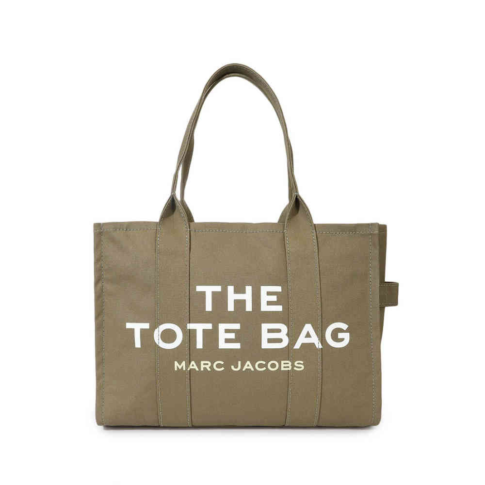 Olive Marc Jacobs Canvas Brown Leather Tote Bag