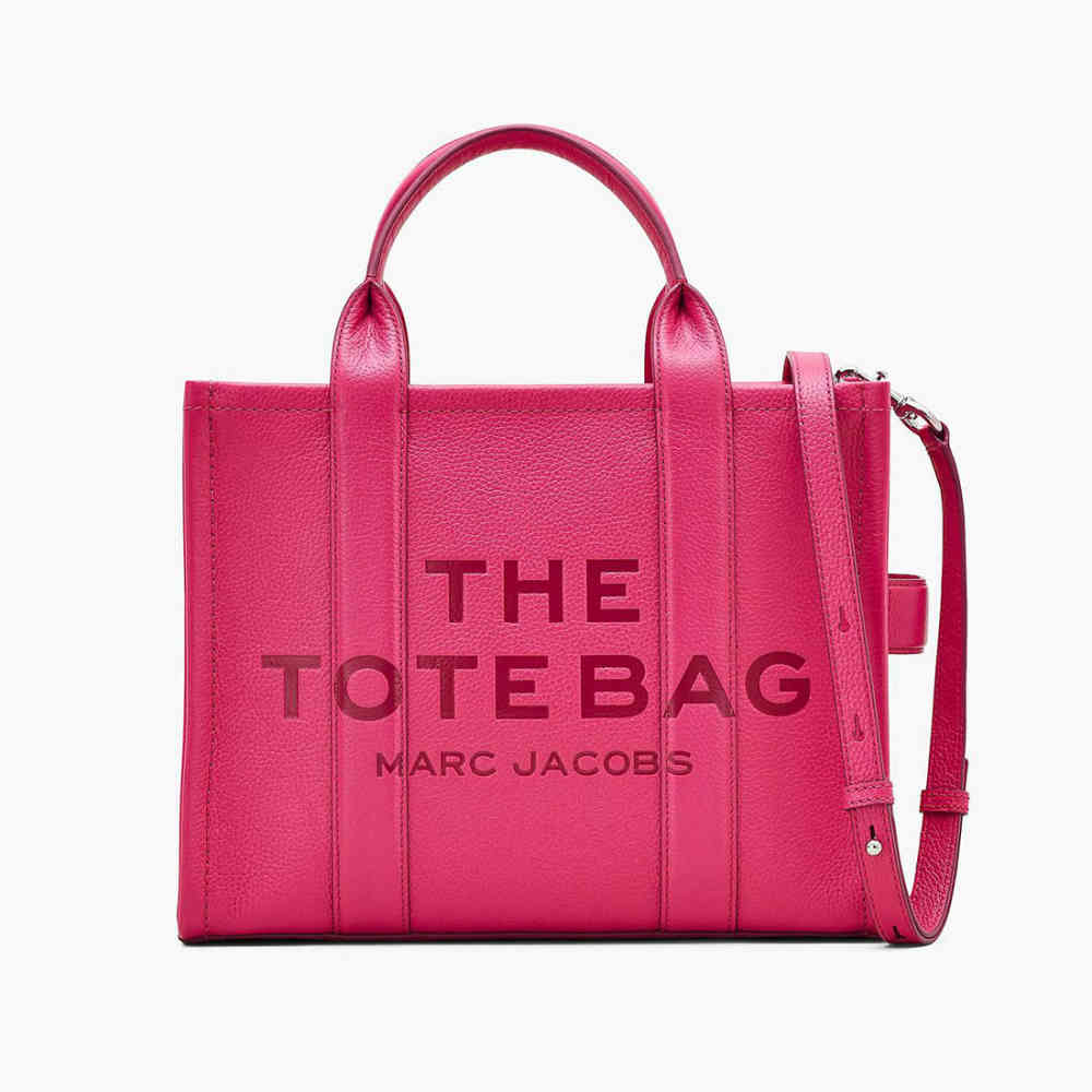 Pink Marc Jacobs Canvas Brown Leather Tote Bag