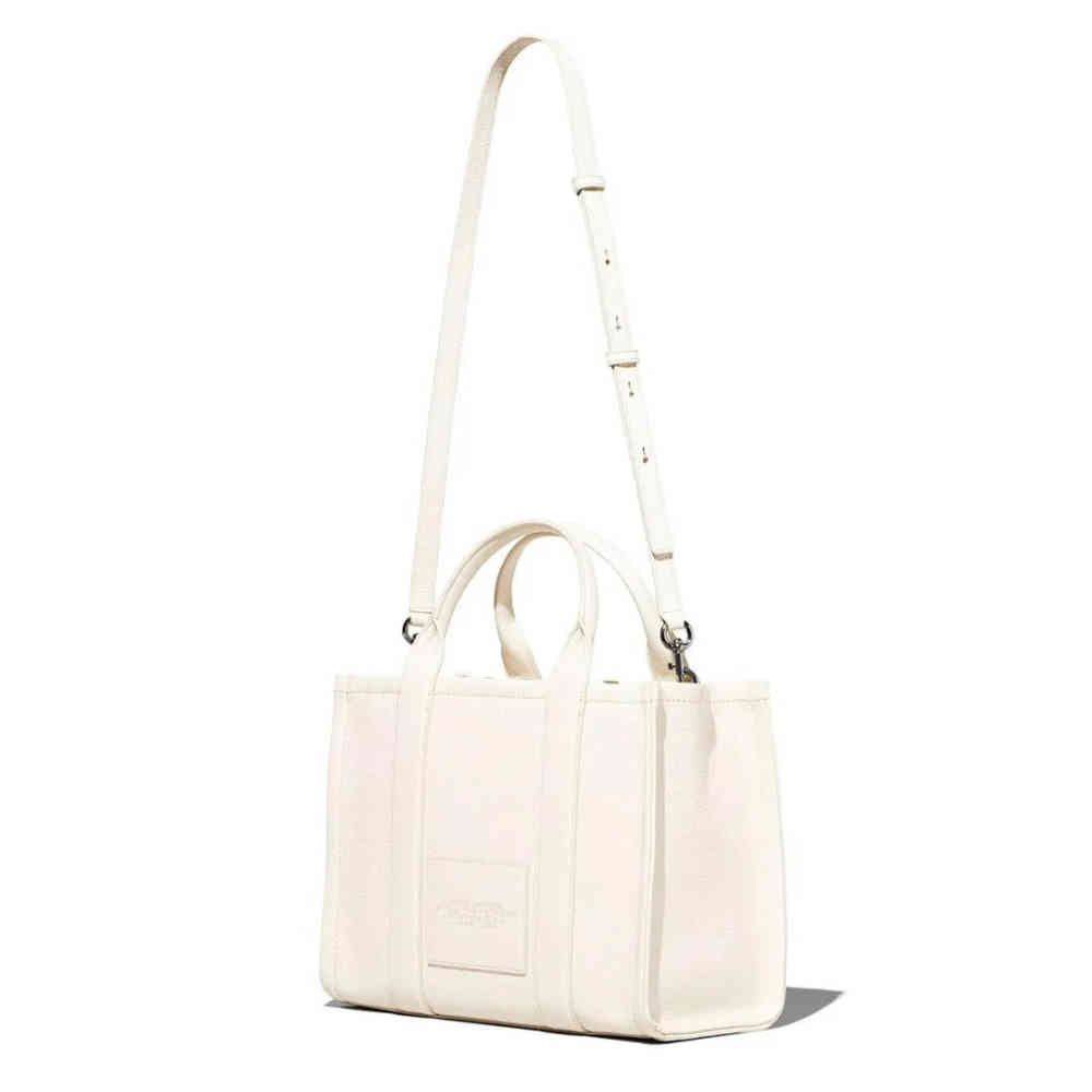 Marc Jacobs Canvas White Leather Tote Bag-4