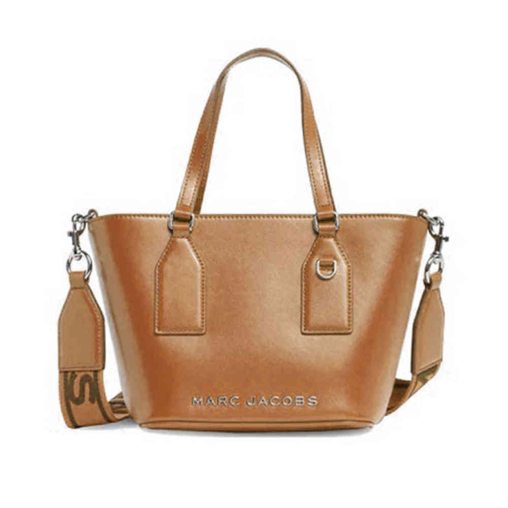 Brown Marc Jacobs Canvas Black Leather Tote Bag