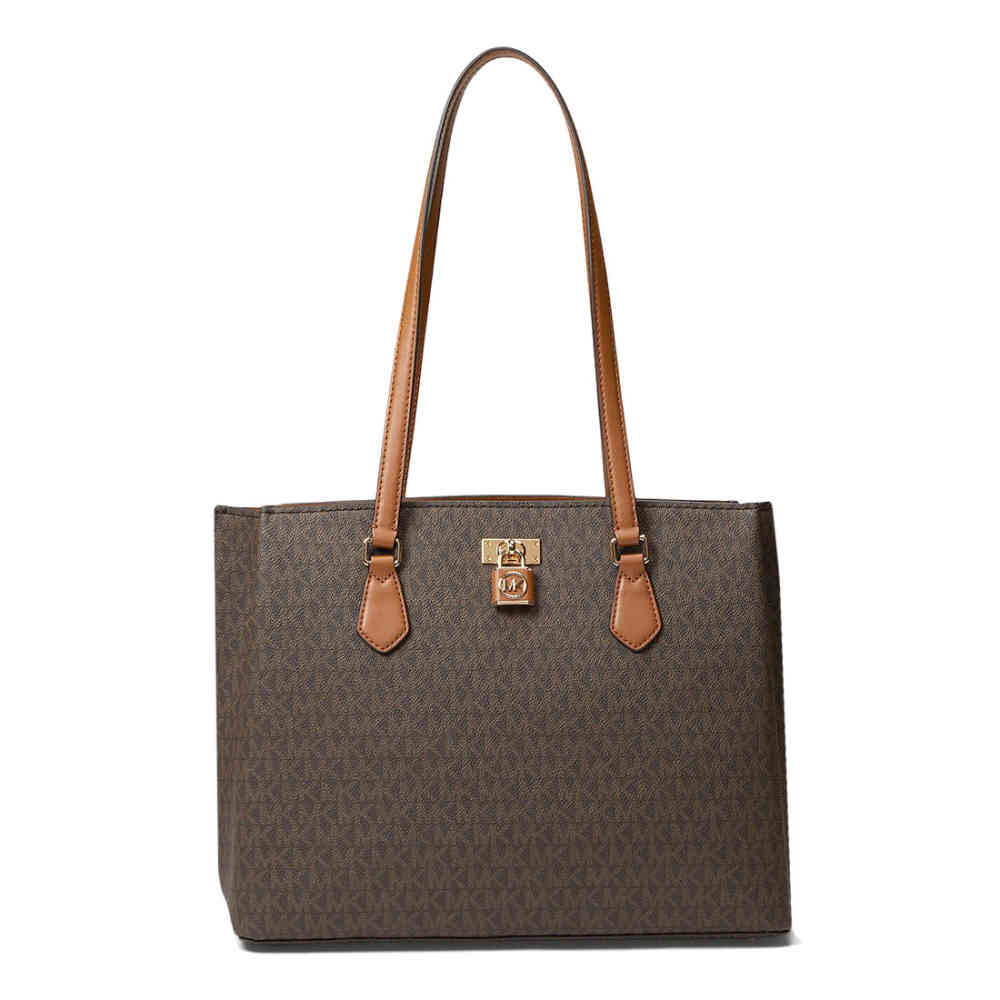 Brown Michael Kors Ruby Large Logo White Tote Bag