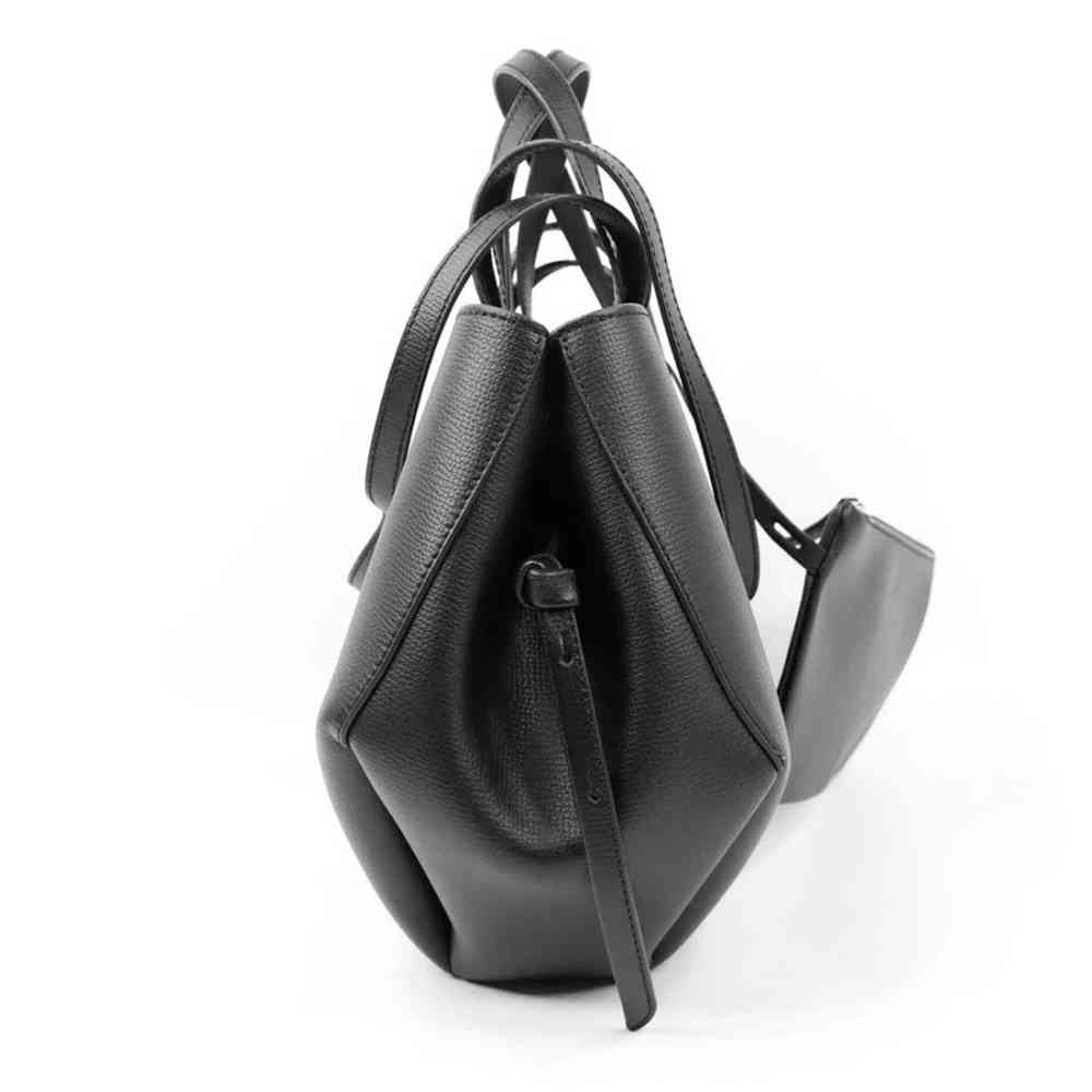 Polene Grained Black Leather Tote Bag-2