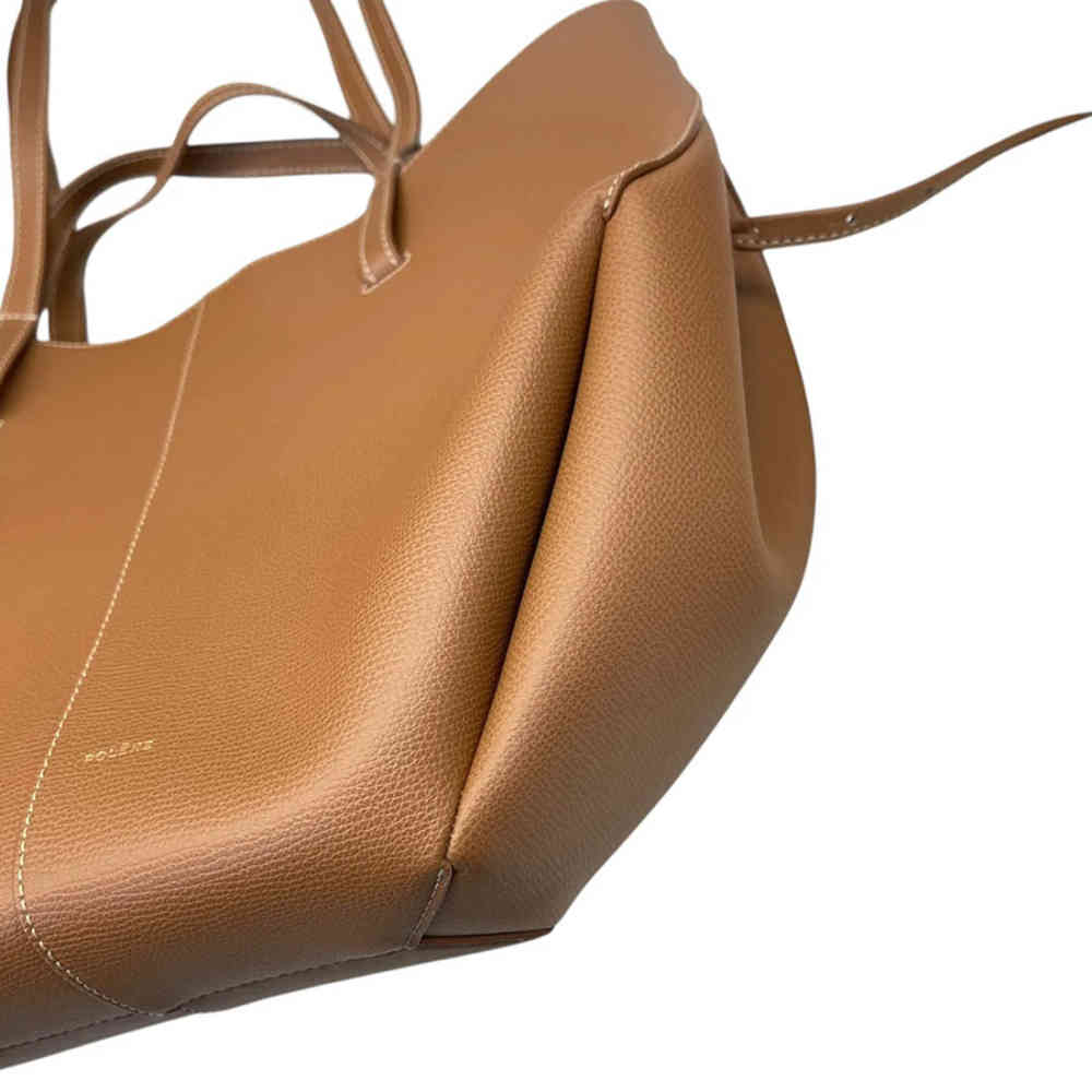 Polene Grained Brown Leather Tote Bag-3