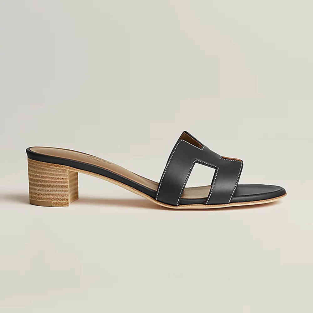 Hermes Oasis Black Heel Sandal-thumb-1