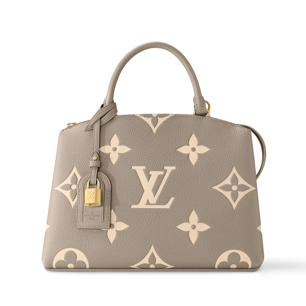 Beige Louis Vuitton Montaigne Black Leather Bag