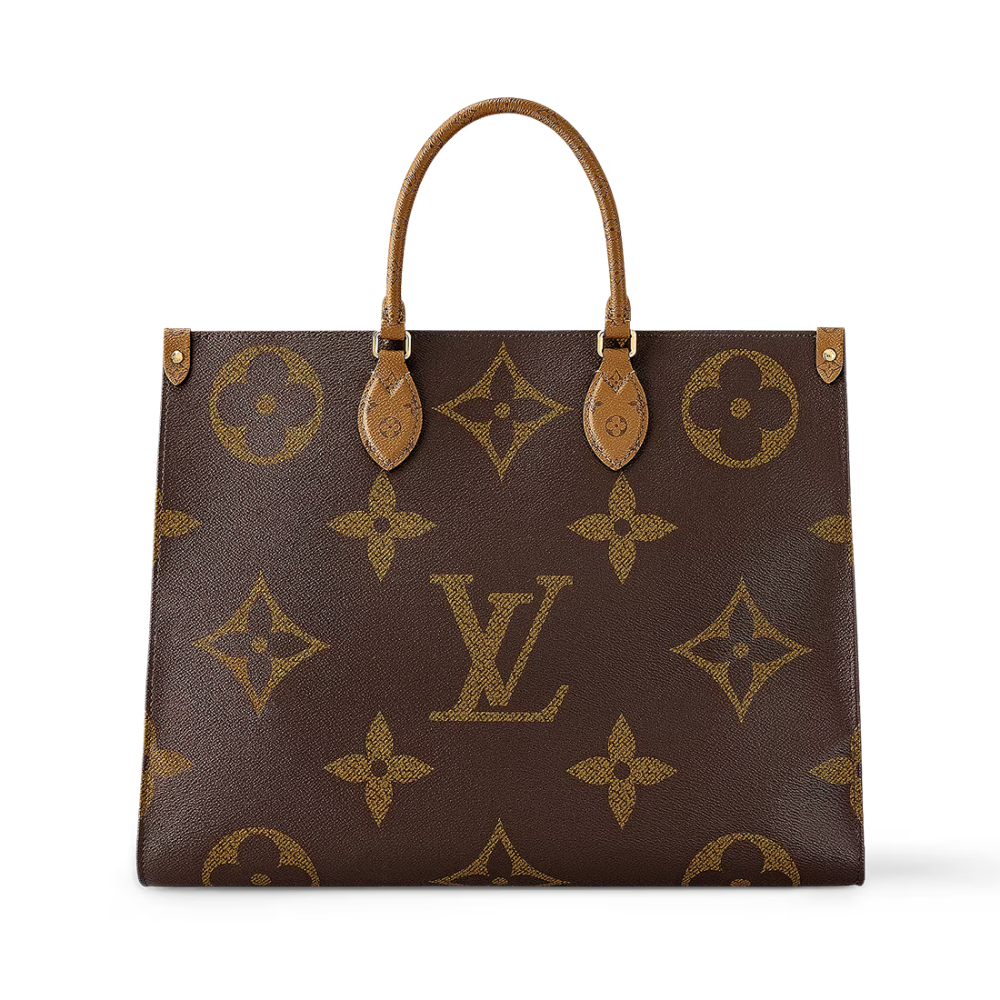 Brown Louis Vuitton Onthego MM Black Tote Bag