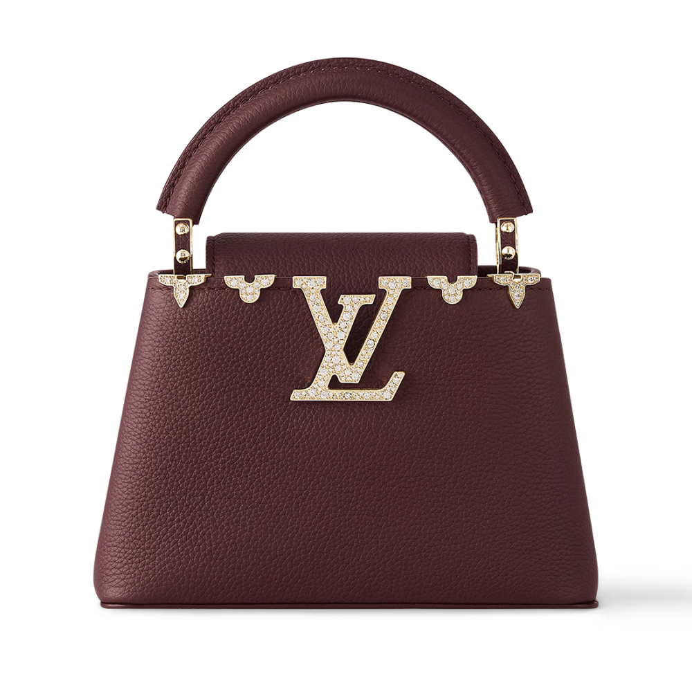 Wine Louis Vuitton Capucines Black Handbag