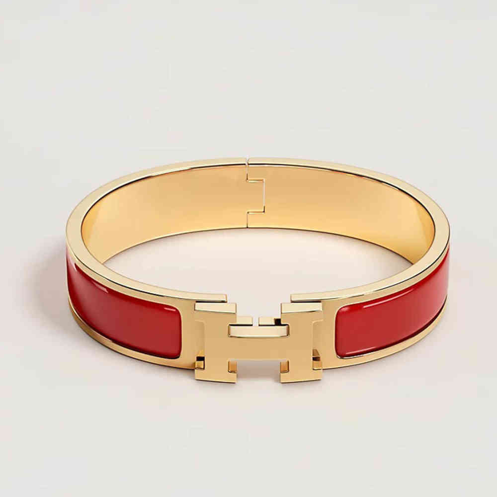 Red Hermes Orange Clic H Bracelet