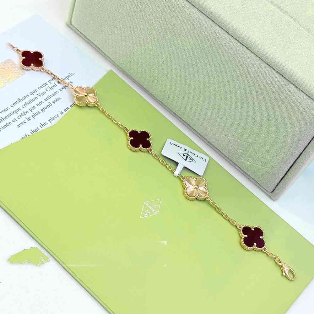 Van Cleef Alhambra Rose Gold & Red Bracelets For Women-thumb-0