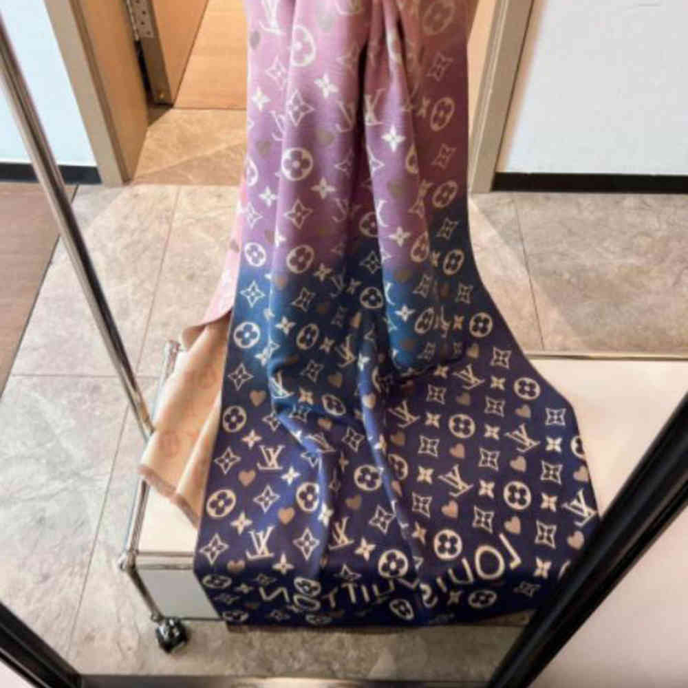Blue Louis Vuitton Designer Pink Ombre Stole