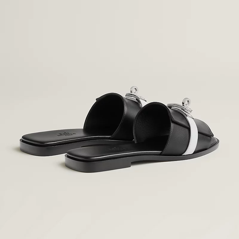 Hermes Paris Birkin Black Premium Quality Women's Flat Sandals-1