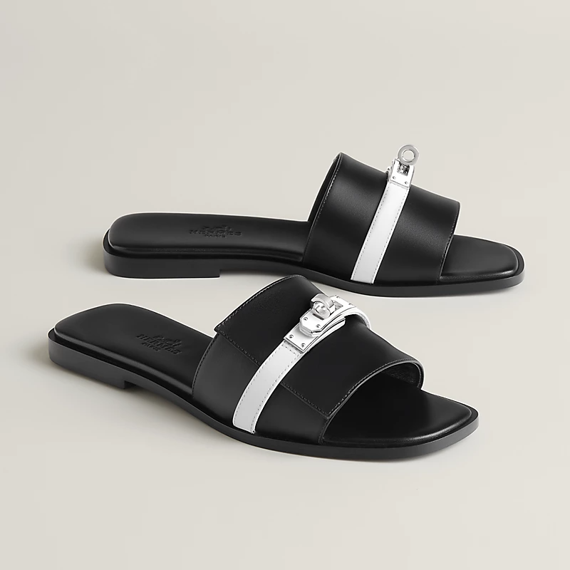 Hermes Paris Birkin Black Premium Quality Women's Flat Sandals-2