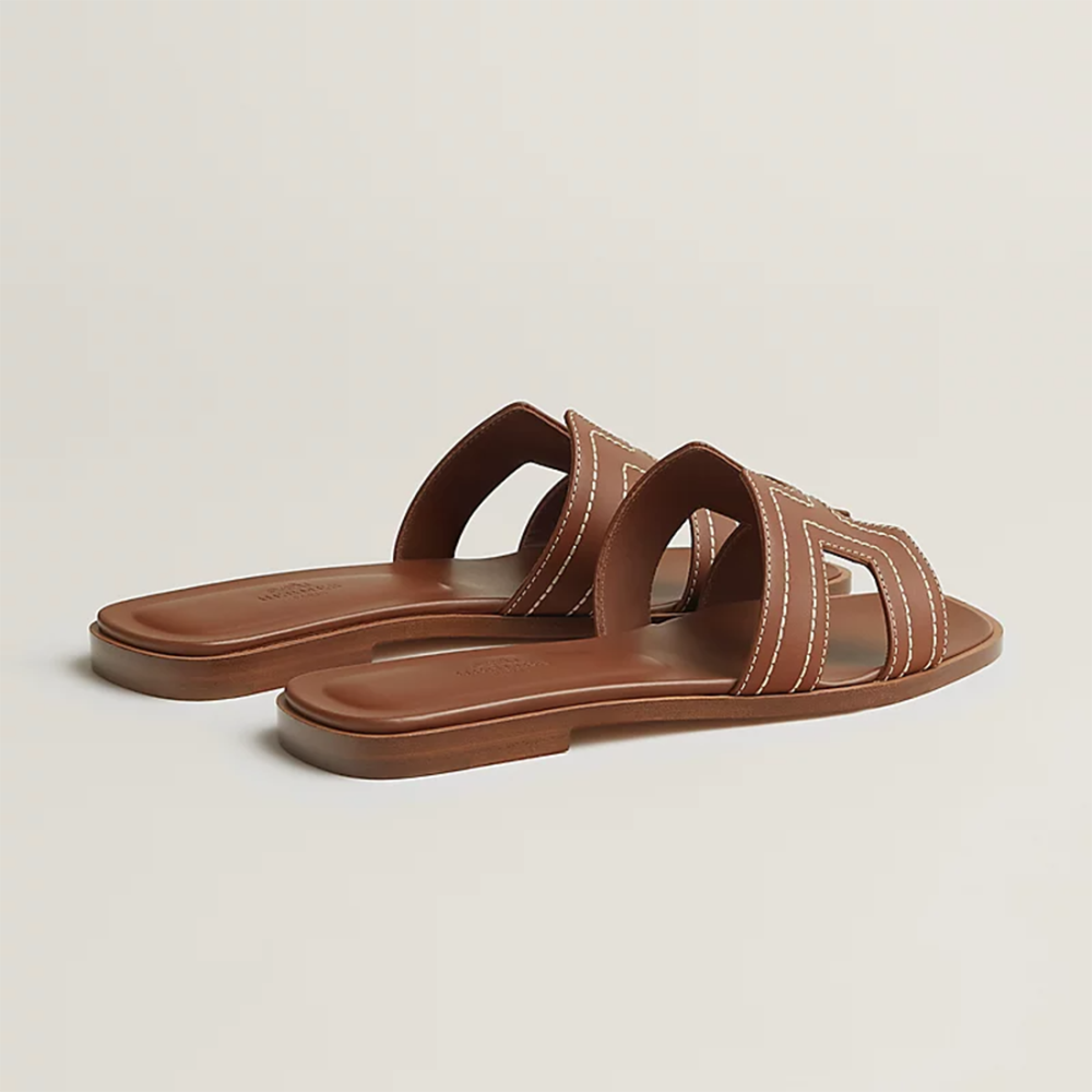 Hermes Oran Brown Flat Sandals-1