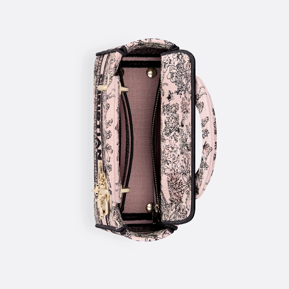 Lady Dior Embroidered Pink Handbag-thumb-3
