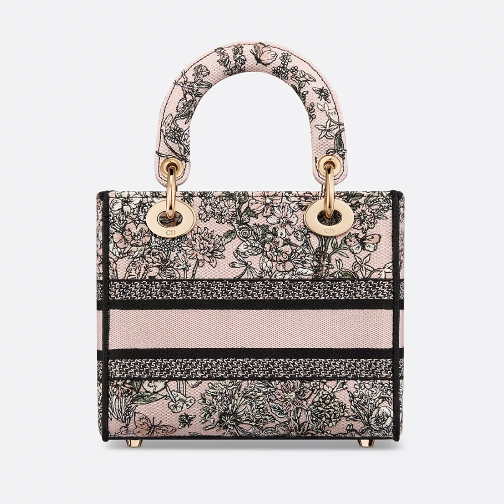 Lady Dior Embroidered Pink Handbag-thumb-2