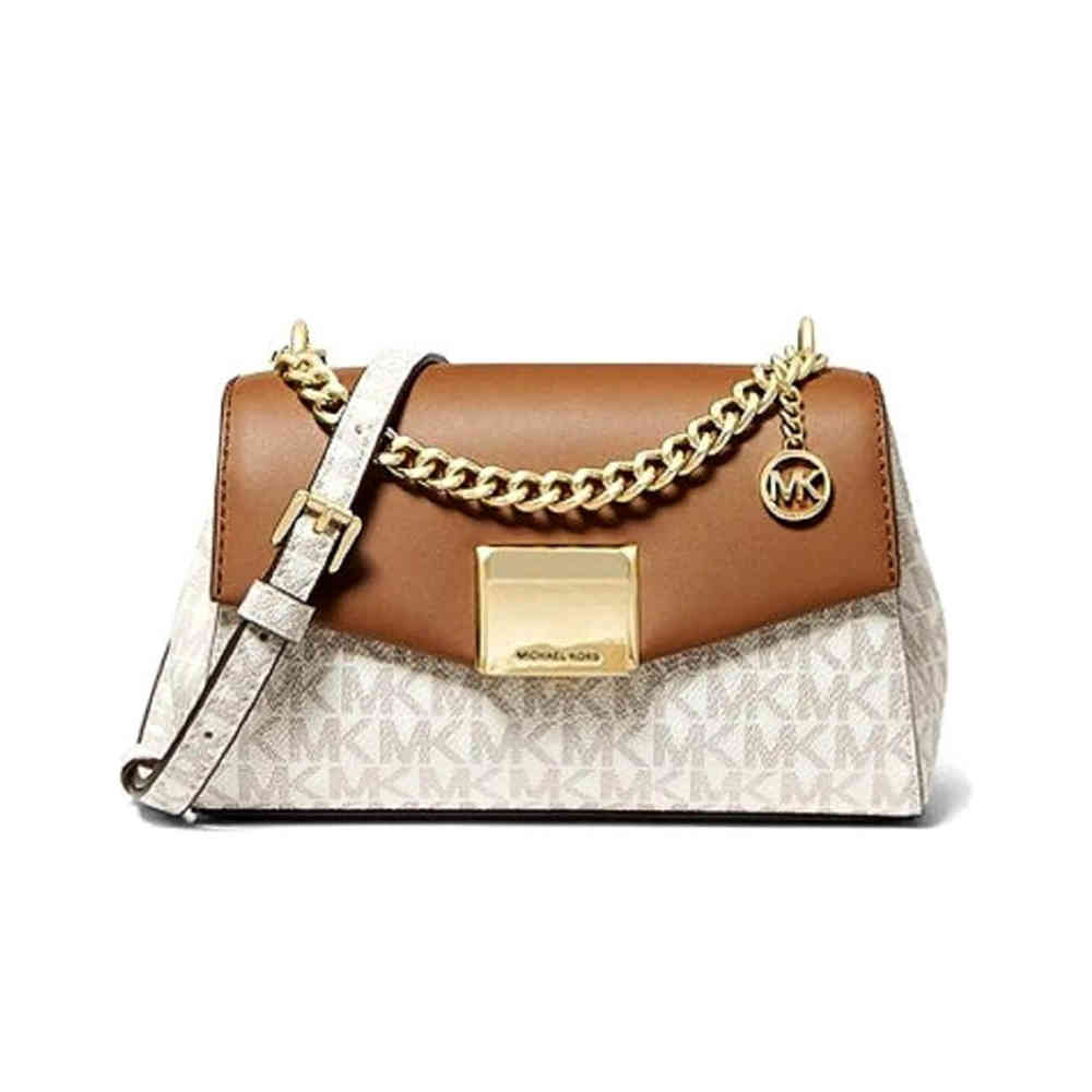 White Michael Kors Lita Pink Medium Sling Bag
