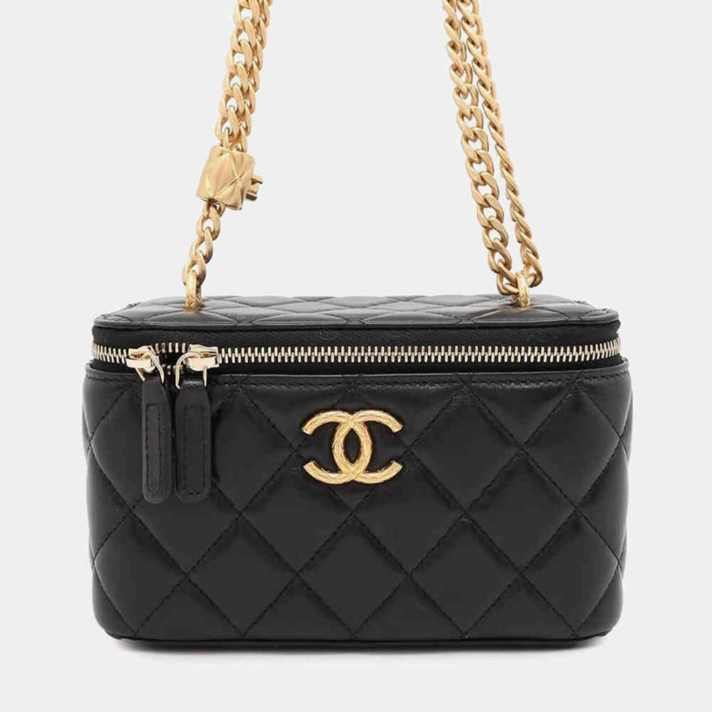 Black Chanel Vanity Beige Sling Handbag