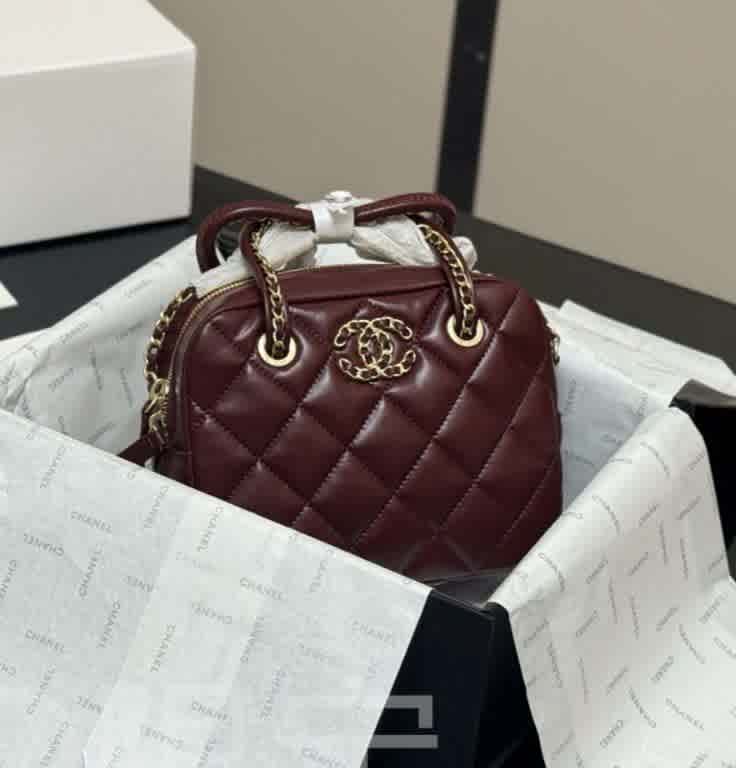 Wine Chanel Small Pink Bowling Sling Bag