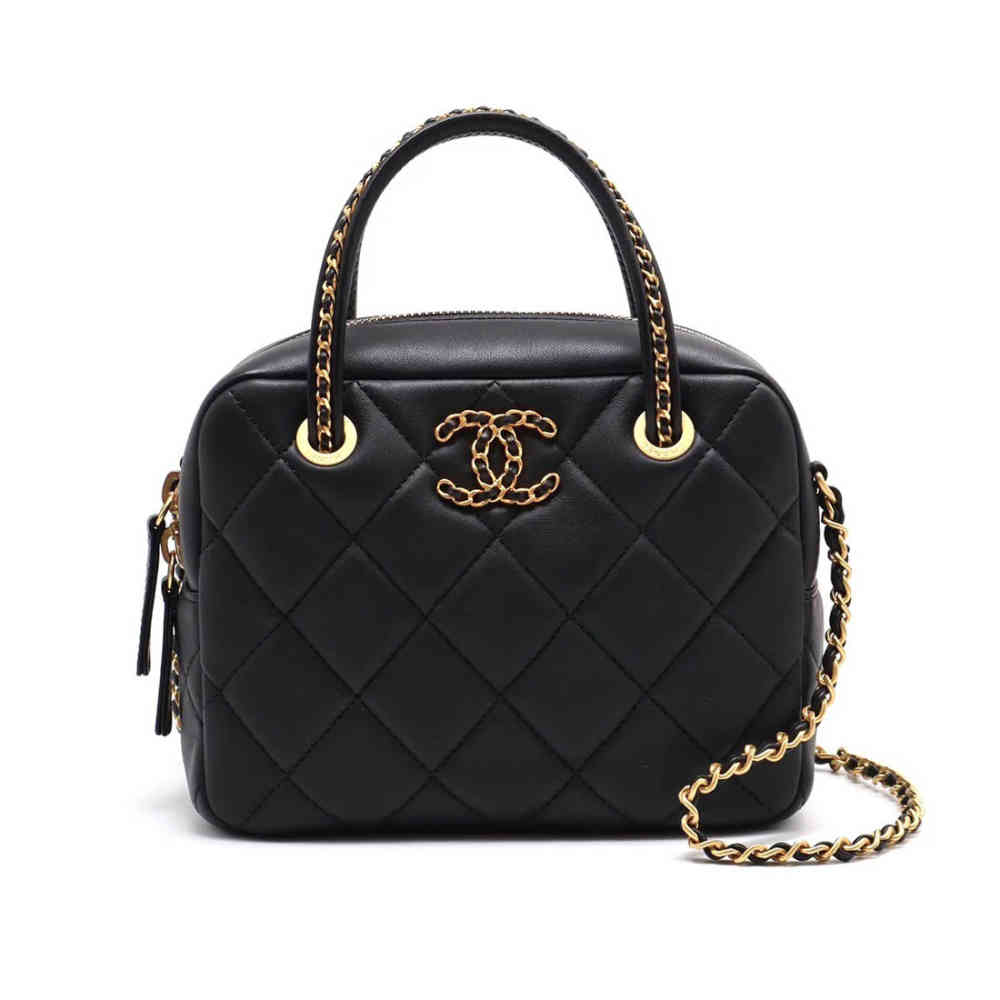 Black Chanel Small Pink Bowling Sling Bag