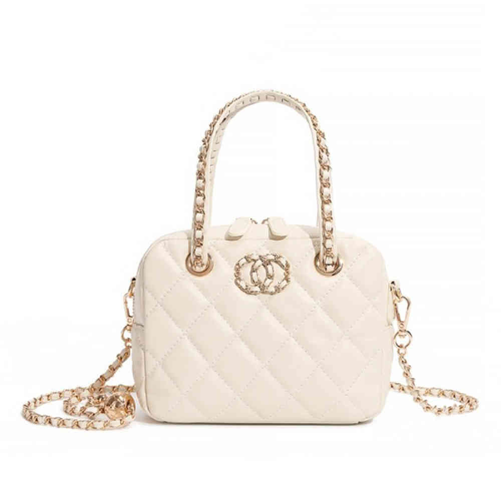 White Chanel Small Pink Bowling Sling Bag