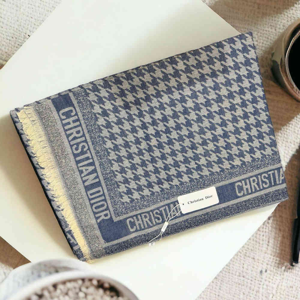 Christian Dior Premium Quality Blue Silk Stole-2
