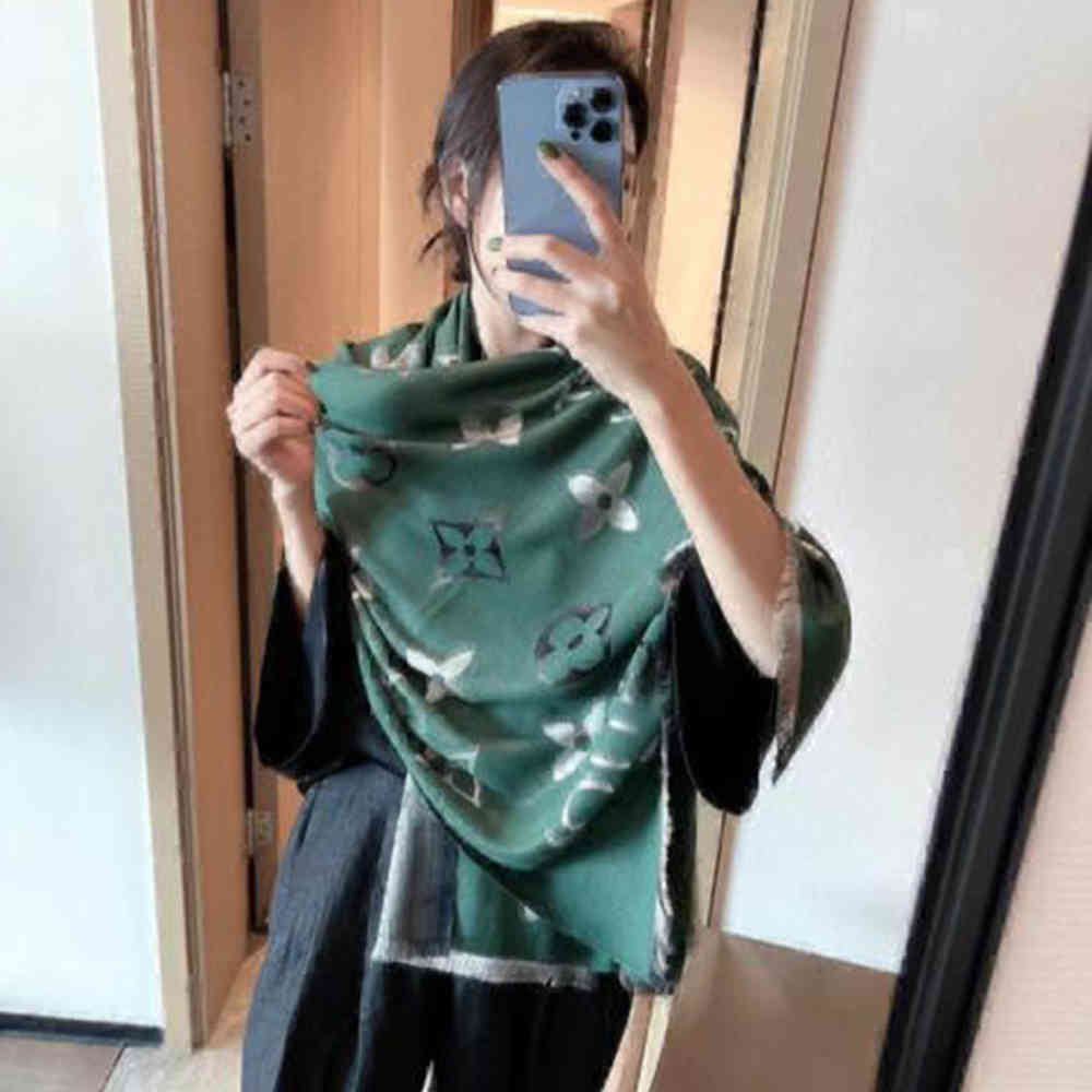 Louis Vuitton Green Cashmere Wool Blend Scarf-thumb-1
