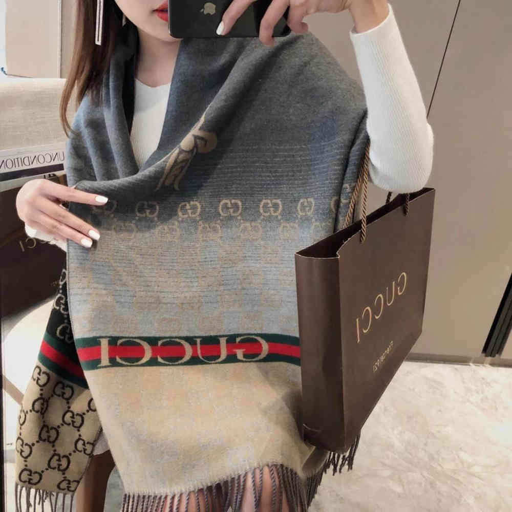 Gucci GG Monogram Logo Black Silk Stole-thumb-1