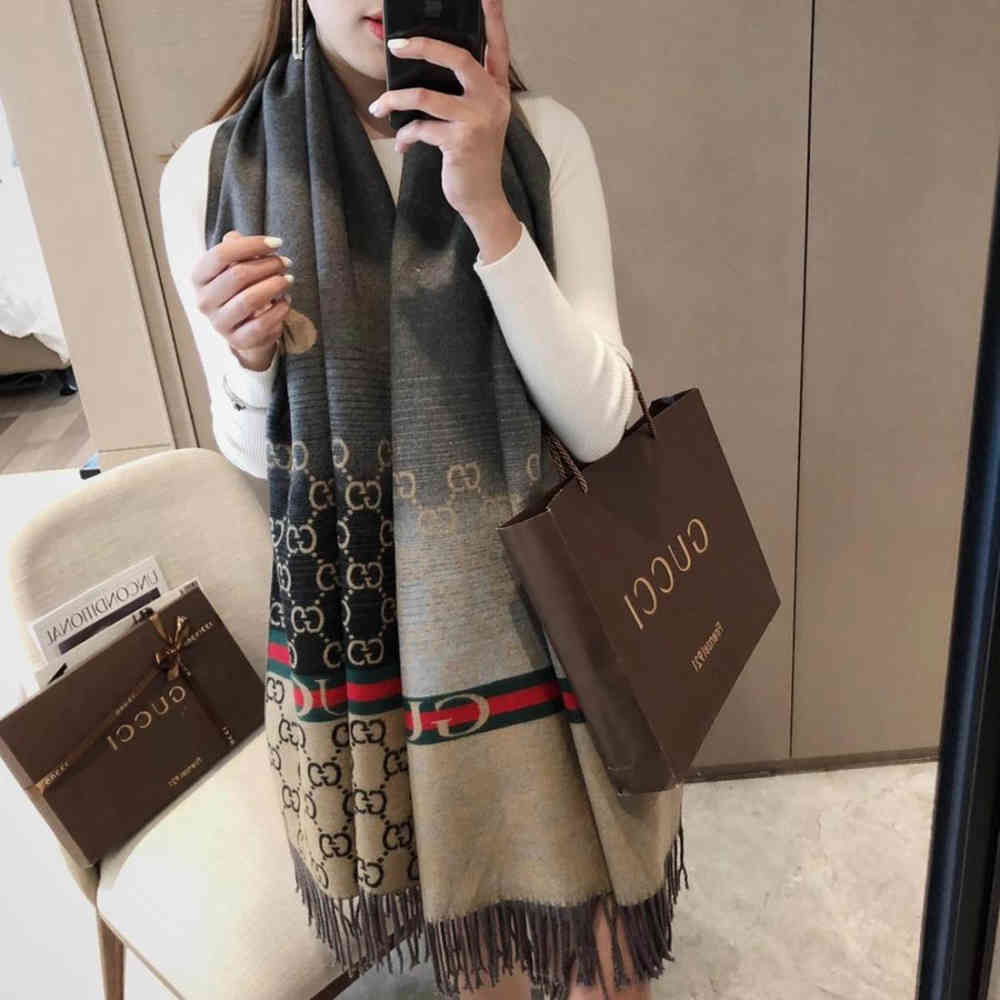 Gucci GG Monogram Logo Black Silk Stole-thumb-2