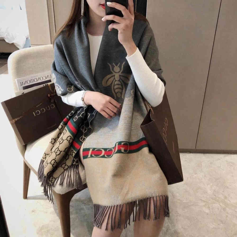 Gucci GG Monogram Logo Black Silk Stole-thumb-3