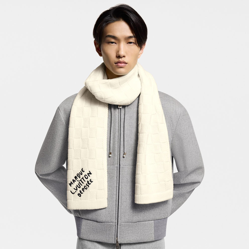 Louis Vuitton Damier White Snug Scarf M90841-thumb-2