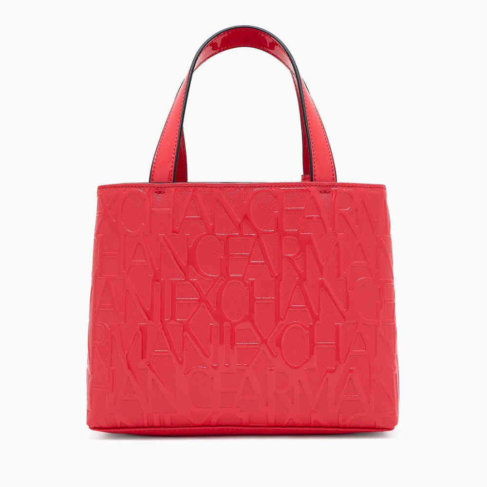 Armani Exchange Glossy Red Embossed Logo HandBag-2