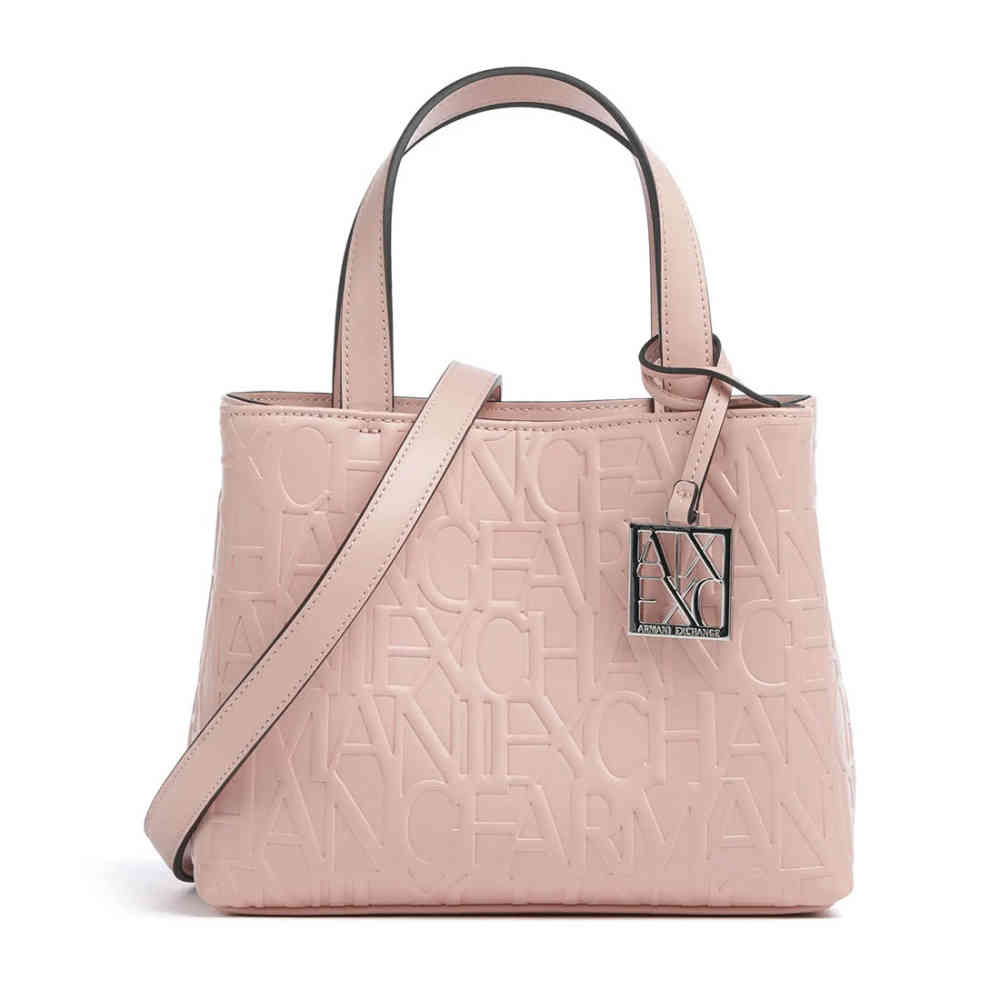 Pink Armani Exchange Glossy Wine Embossed Logo HandBag