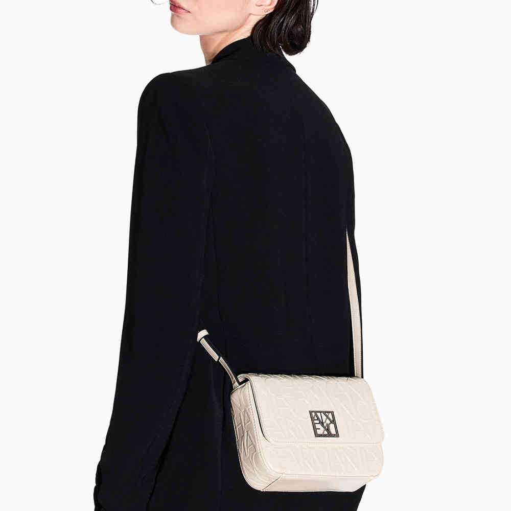 Armani Exchange Emboss Logo White Sling Bag-5
