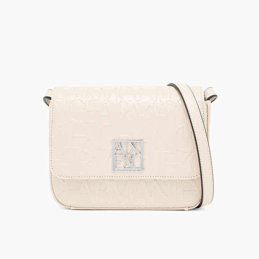 White Armani Exchange Emboss Logo Black Sling Bag