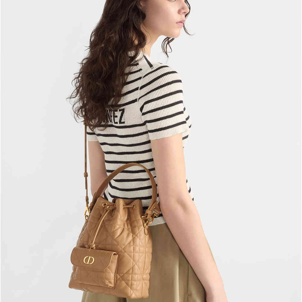 Dior Caro Mini Brown Bucket Bag-6