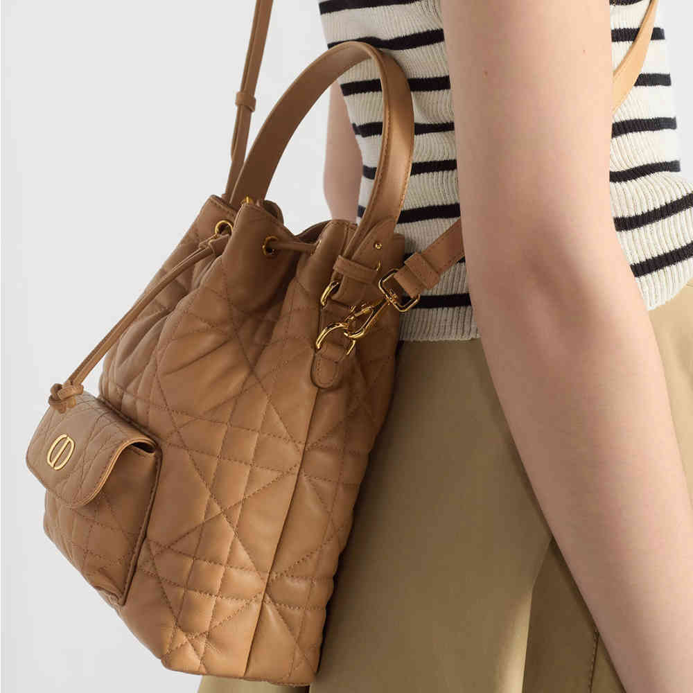 Dior Caro Mini Brown Bucket Bag-5