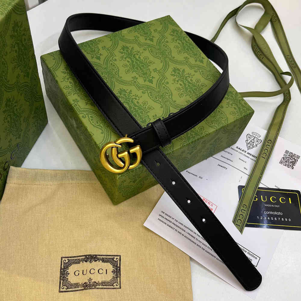 Black Gucci GG Slim Brown Belt