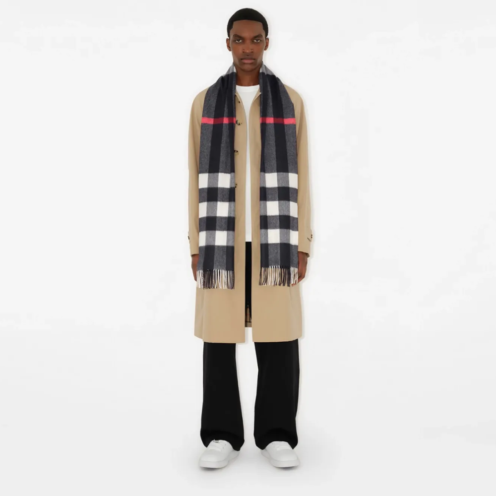 Burberry Check Cashmere Black Scarf-thumb-1