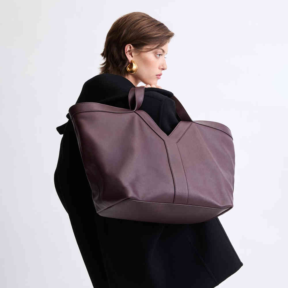 YSL Y Large Wine Tote Bag-3