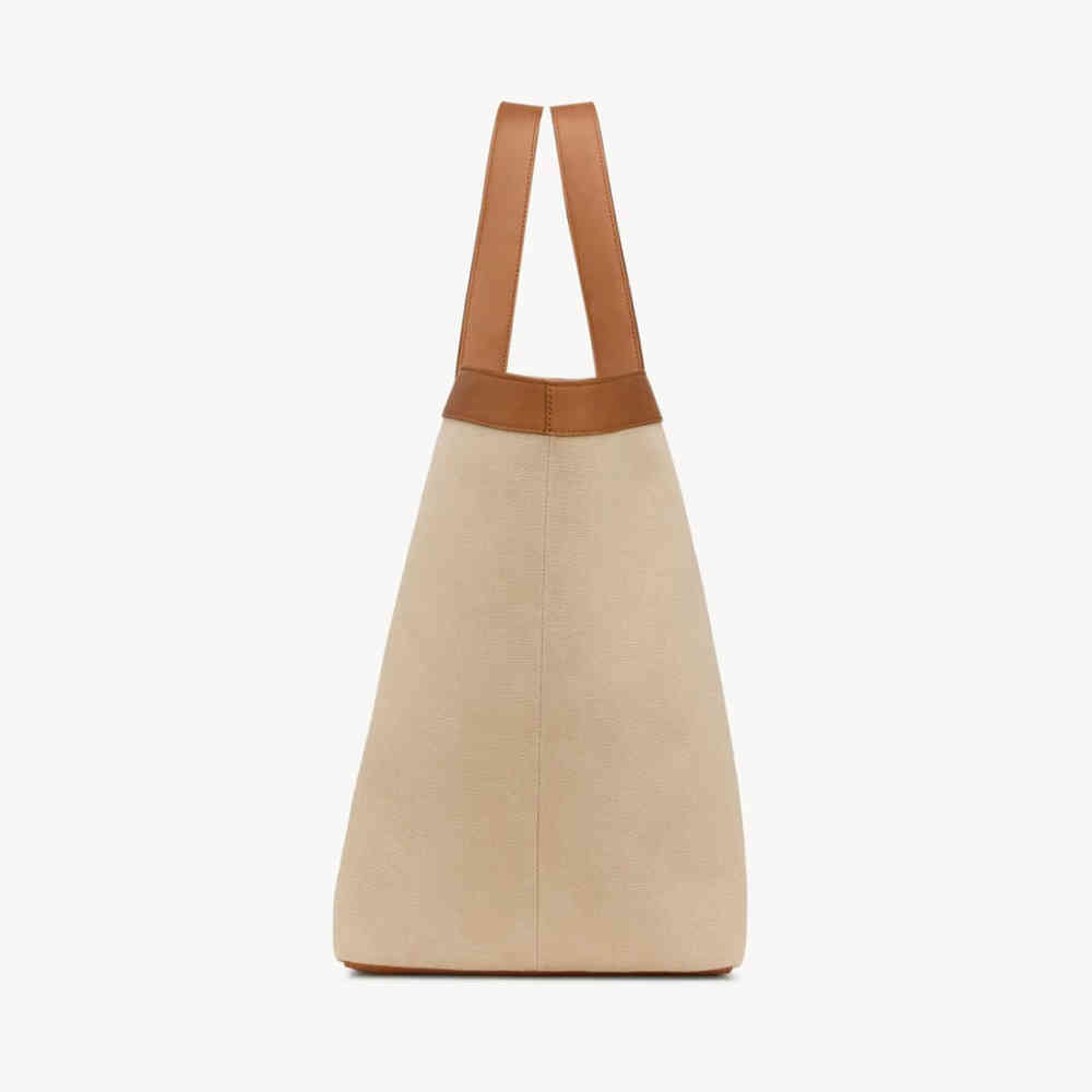 YSL Y Large Brown & White Tote Bag-2
